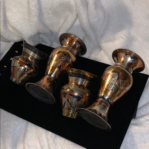 Modern Made Middle Eastern Mixed Metal Vases (4) - Picture 8 of 14